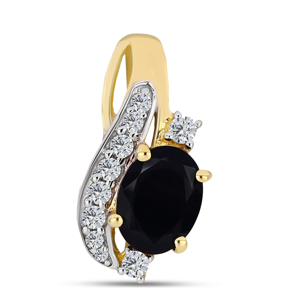 Pendente de Prata com Banho de Ouro com Ónix Preta e Topázio Branco 1 