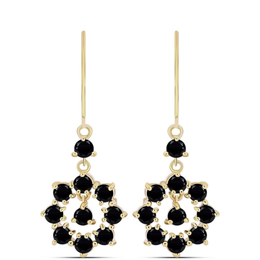 Brincos de Prata com Banho de Ouro com Ónix Preta