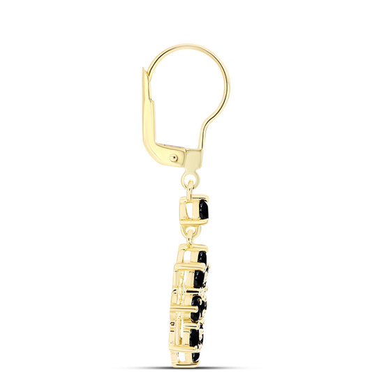 Brincos de Prata com Banho de Ouro com Ónix Preta