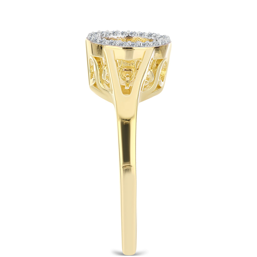 Anel de Prata com Banho de Ouro com Diamante cor de Cognac e Topázio Branco  Contraste: Cabeca de Veado (800) 4 