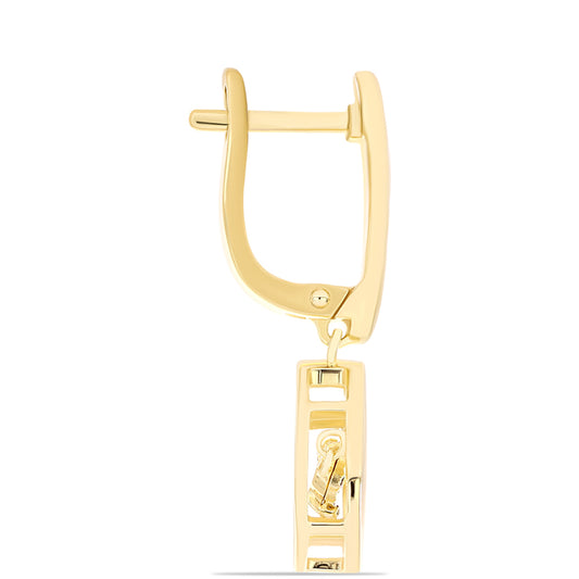 Brincos de Prata com Banho de Ouro com Diamante cor de Cognac  Contraste: Cabeca de Veado (800)