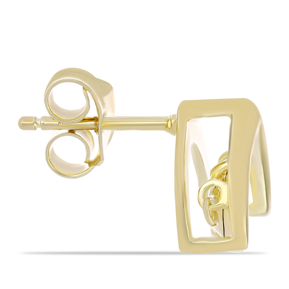 Brincos de Prata com Banho de Ouro com Diamante cor de Cognac 2 