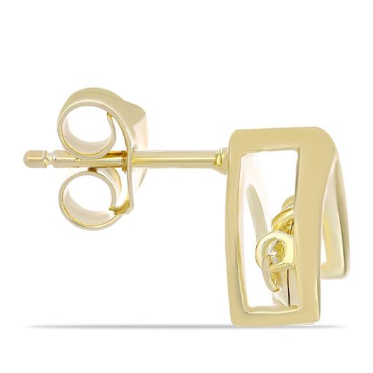 Brincos de Prata com Banho de Ouro com Diamante cor de Cognac