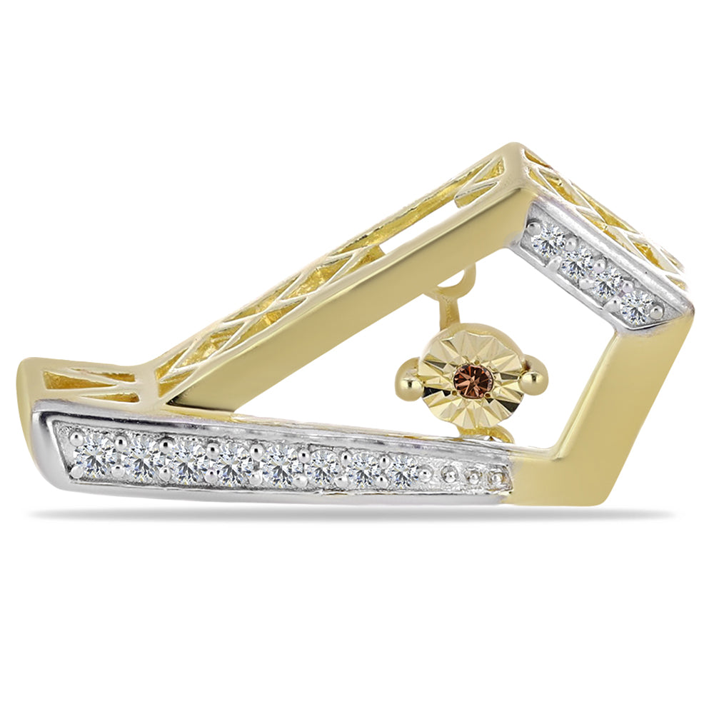 Brincos de Prata com Banho de Ouro com Diamante cor de Cognac e Topázio Branco 2 