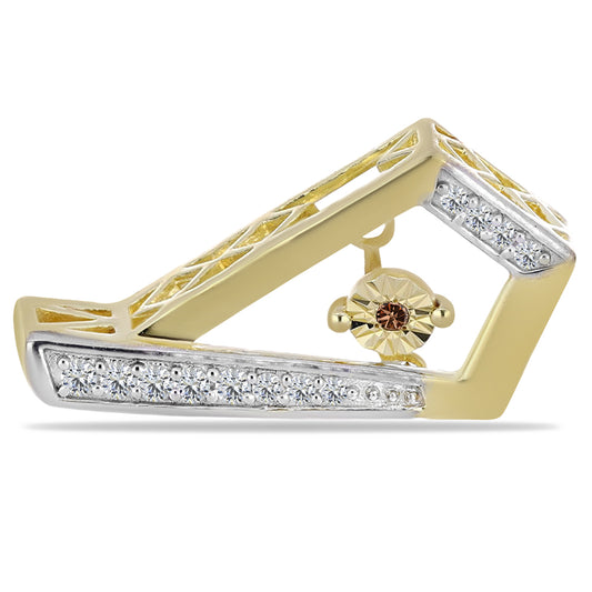 Brincos de Prata com Banho de Ouro com Diamante cor de Cognac e Topázio Branco