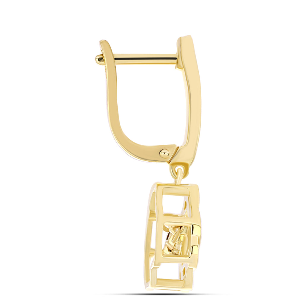 Brincos de Prata com Banho de Ouro com Diamante cor de Cognac  Contraste: Cabeca de Veado (800) 2 