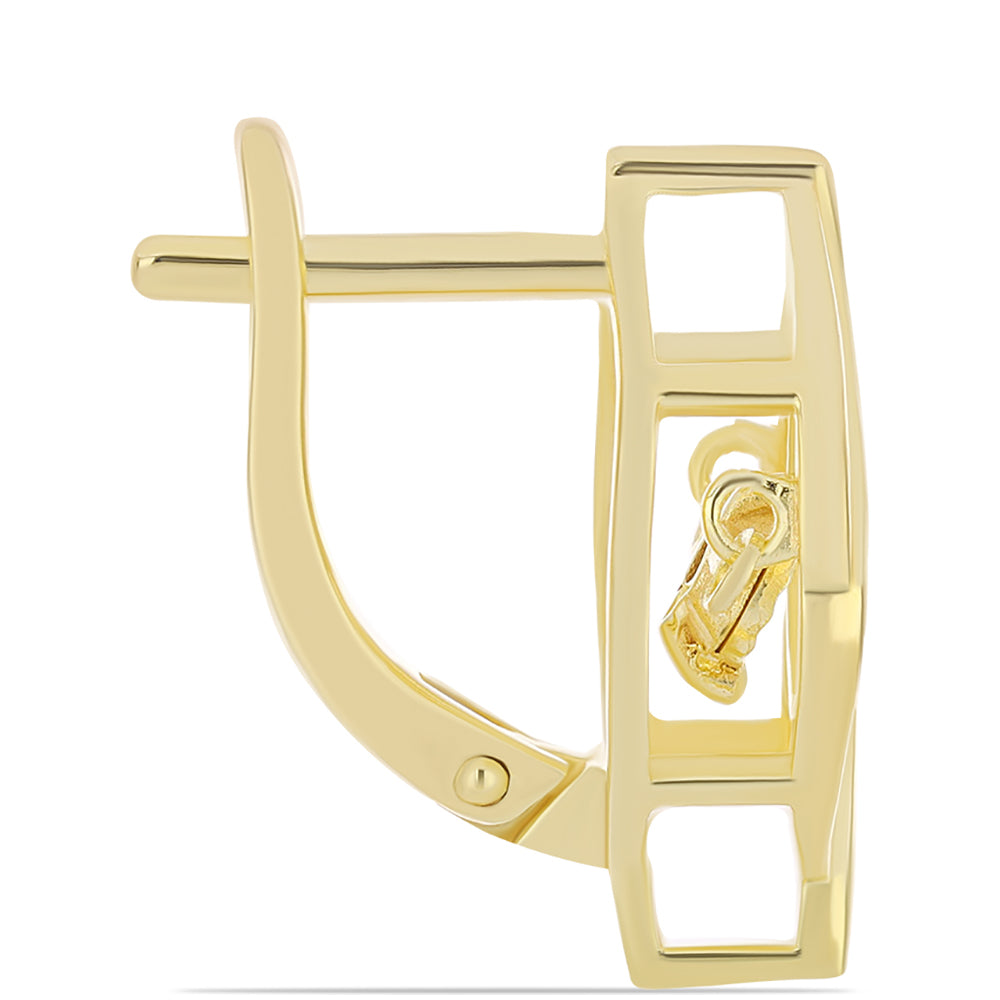 Brincos de Prata com Banho de Ouro com Diamante cor de Cognac 2 