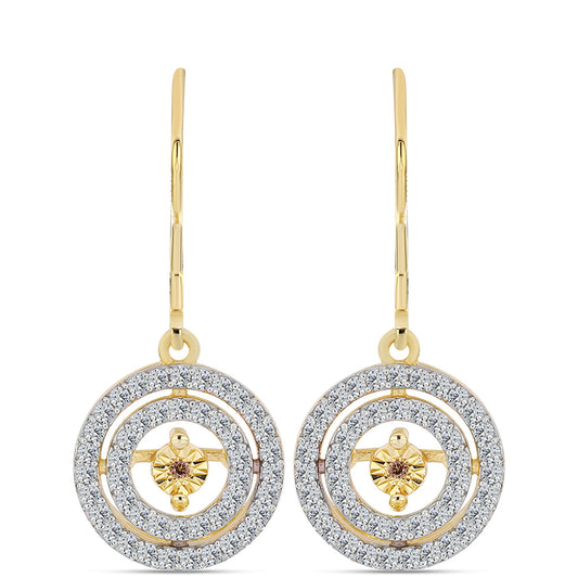 Brincos de Prata com Banho de Ouro com Diamante cor de Cognac e Topázio Branco