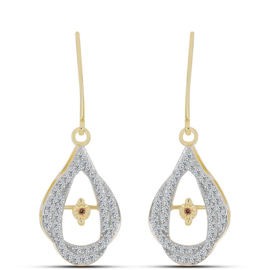 Brincos de Prata com Banho de Ouro com Diamante cor de Cognac e Topázio Branco