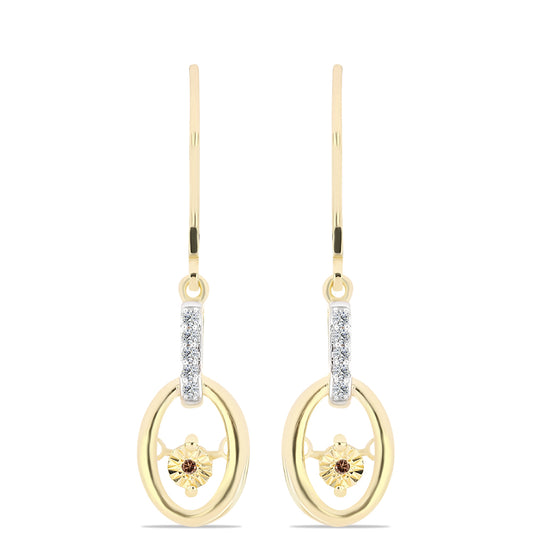 Brincos de Prata com Banho de Ouro com Diamante cor de Cognac e Topázio Branco