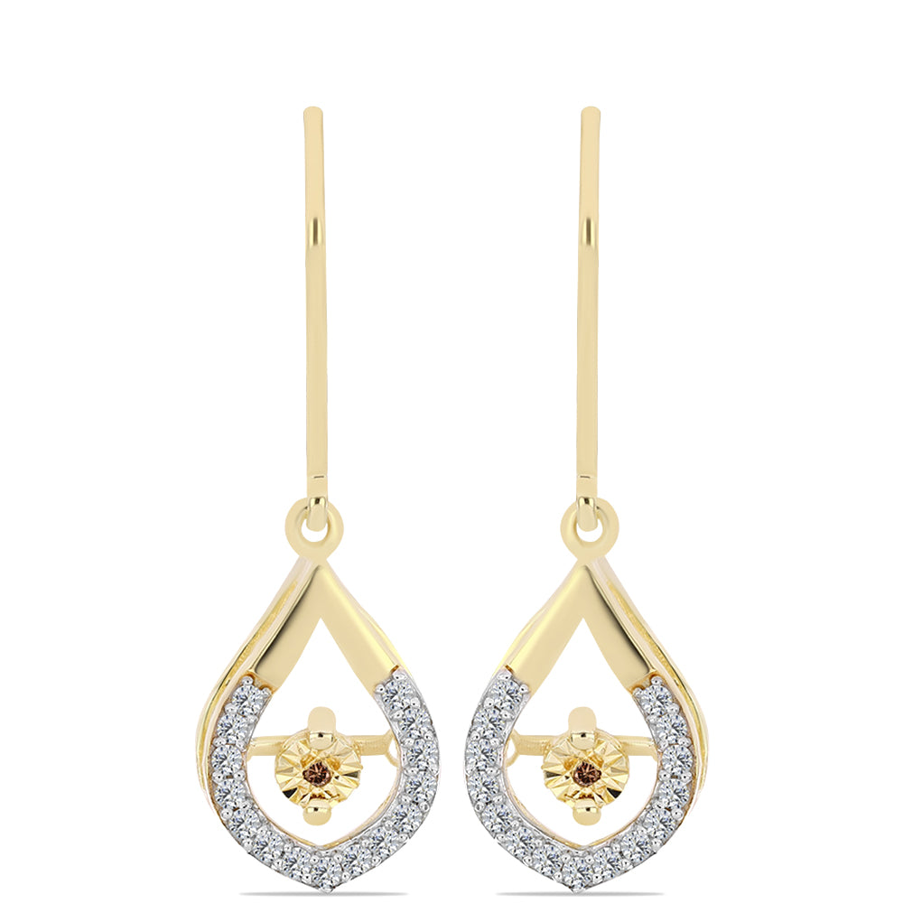 Brincos de Prata com Banho de Ouro com Diamante cor de Cognac e Topázio Branco 1 