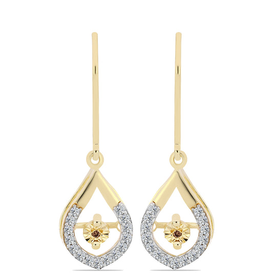 Brincos de Prata com Banho de Ouro com Diamante cor de Cognac e Topázio Branco