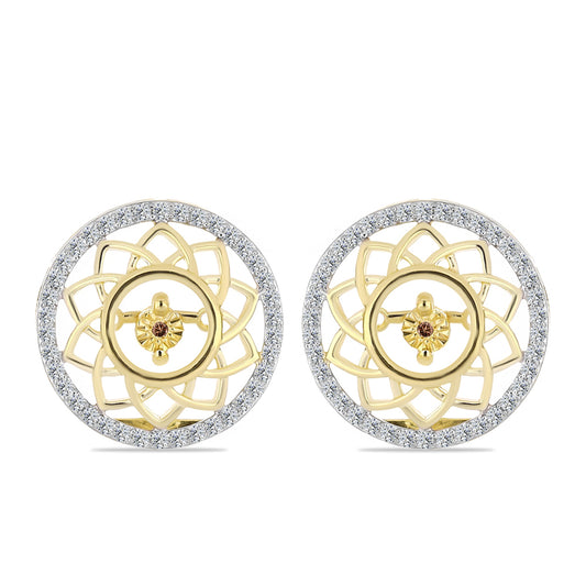 Brincos de Prata com Banho de Ouro com Diamante cor de Cognac e Topázio Branco