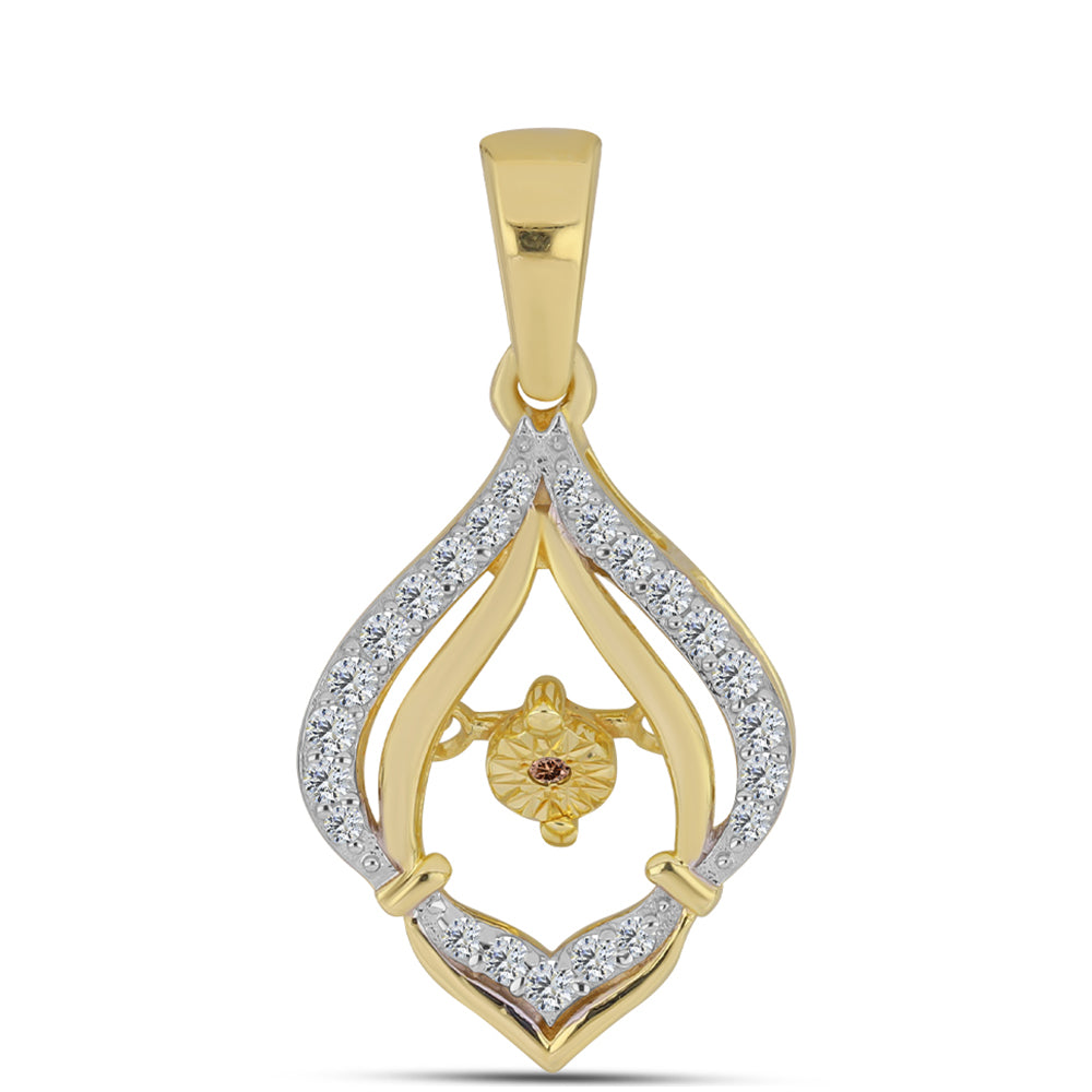 Pendente de Prata com Banho de Ouro com Diamante cor de Cognac e Topázio Branco