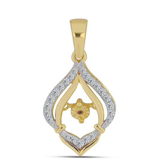 Pendente de Prata com Banho de Ouro com Diamante cor de Cognac e Topázio Branco