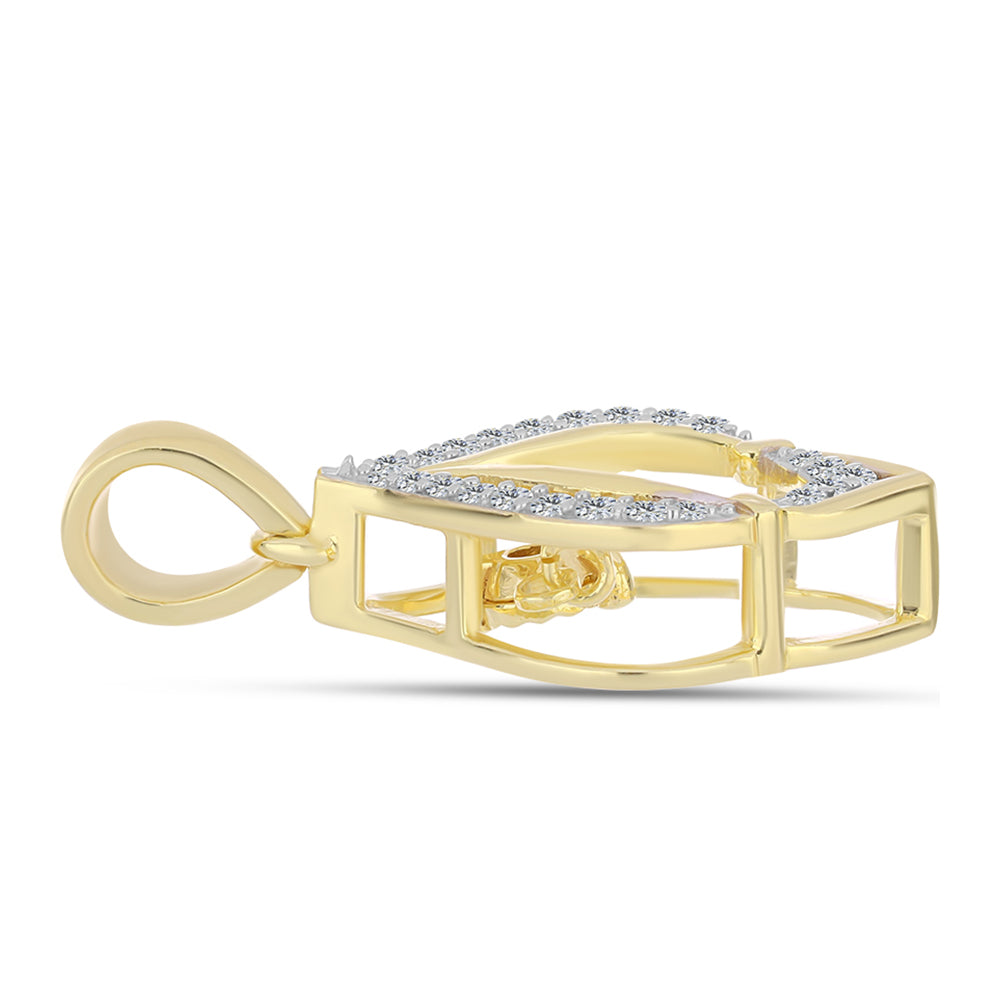 Pendente de Prata com Banho de Ouro com Diamante cor de Cognac e Topázio Branco 2 