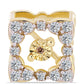 Alfinete de Prata com Banho de Ouro com Diamante cor de Cognac e Topázio Branco