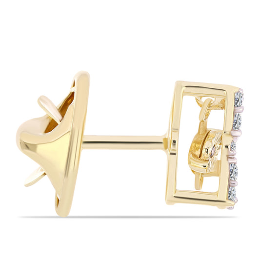 Alfinete de Prata com Banho de Ouro com Diamante cor de Cognac e Topázio Branco