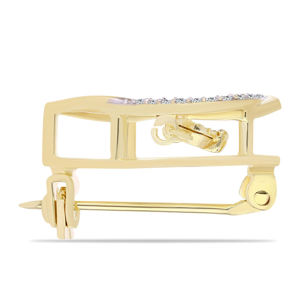 Alfinete de Prata com Banho de Ouro com Diamante cor de Cognac e Topázio Branco 2 