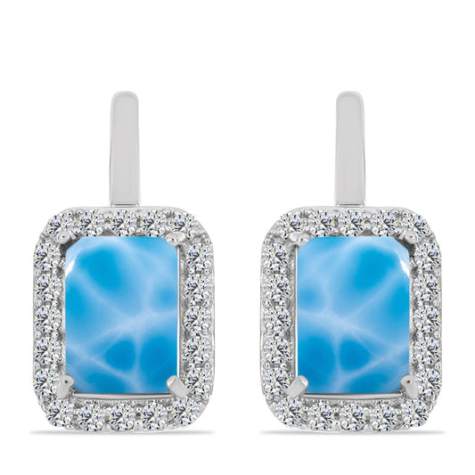 Brincos de Prata com Larimar de Barahona e Topázio Branco