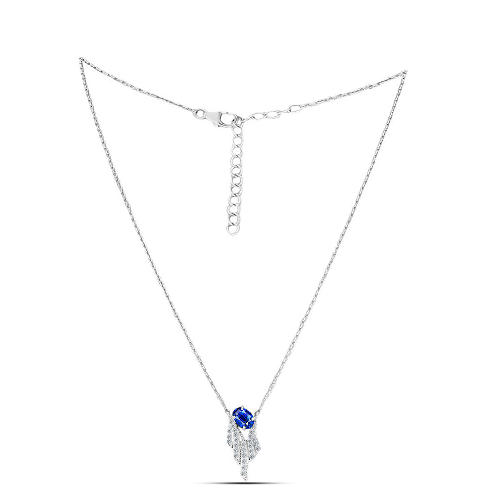 Colar de Prata com Safira Azul Australiana e Topázio Branco  Contraste: Cabeca de Veado (800)