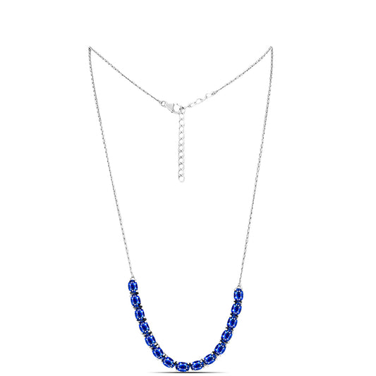 Colar de Prata com Safira Azul Australiana  Contraste: Cabeca de Veado (800)