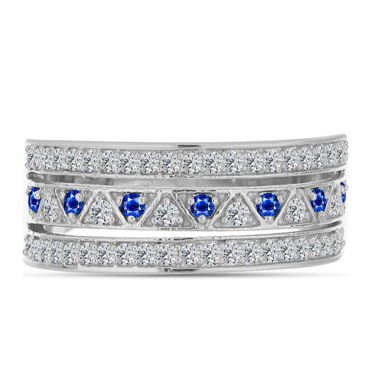 Anel de Prata com Safira Azul Australiana e Topázio Branco  Contraste: Cabeca de Veado (800)