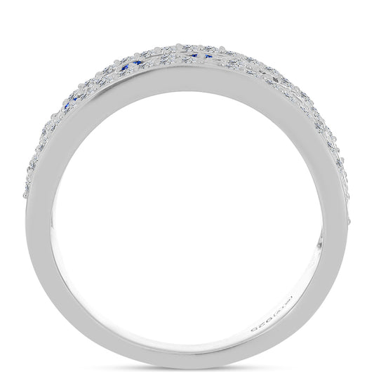 Anel de Prata com Safira Azul Australiana e Topázio Branco  Contraste: Cabeca de Veado (800)