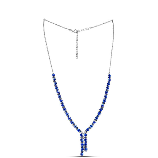 Colar de Prata com Safira Azul Australiana  Contraste: Cabeca de Veado (800)