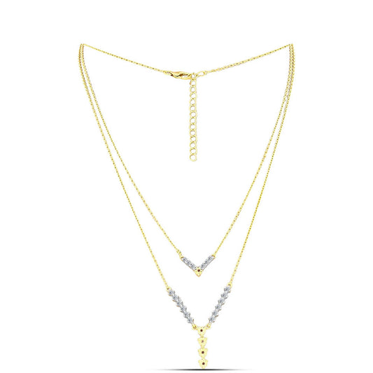 Colar de Prata com Banho de Ouro com Diamante cor de Cognac e Topázio Branco  Contraste: Cabeca de Veado (800)