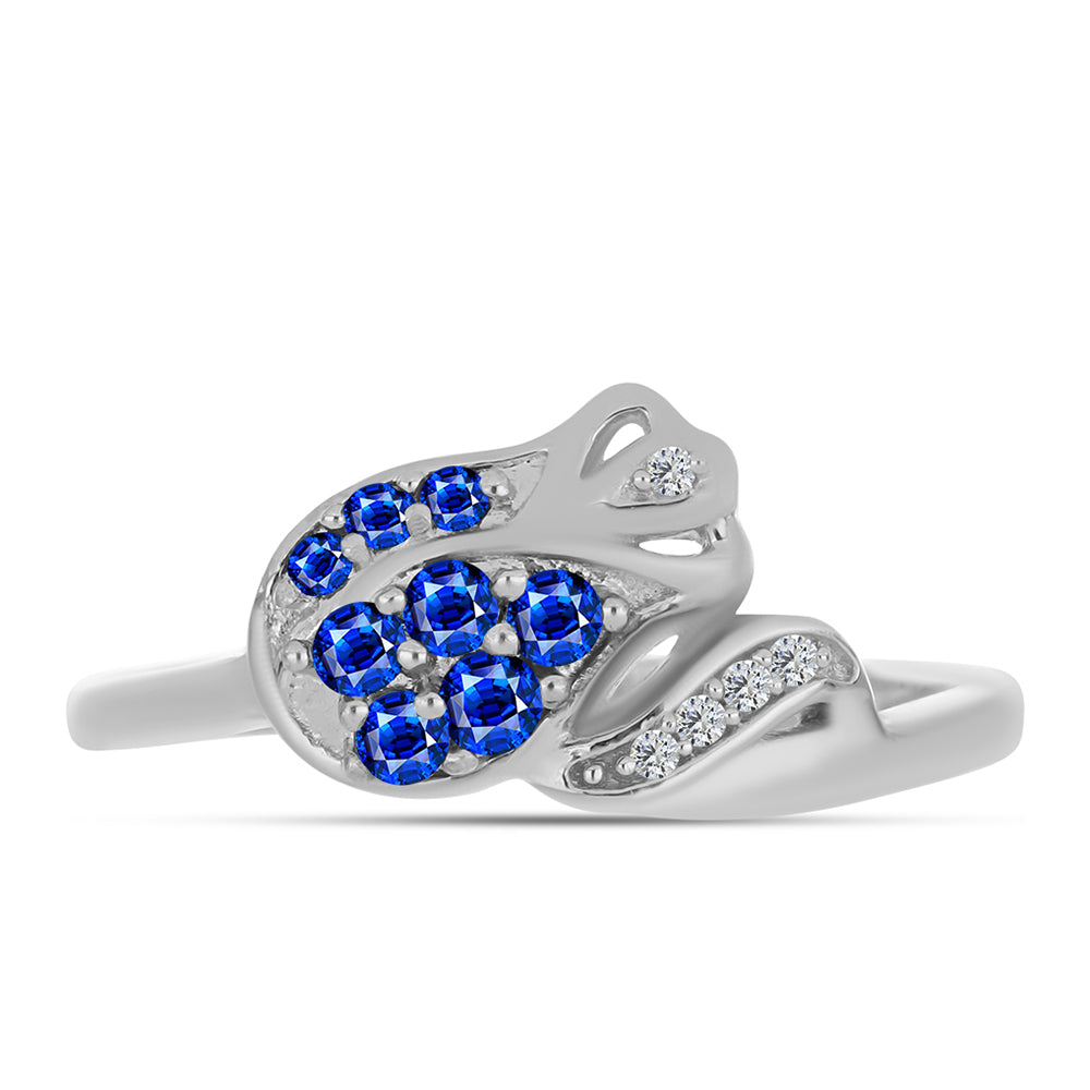 Anel de Prata com Safira Azul Australiana e Topázio Branco 1 