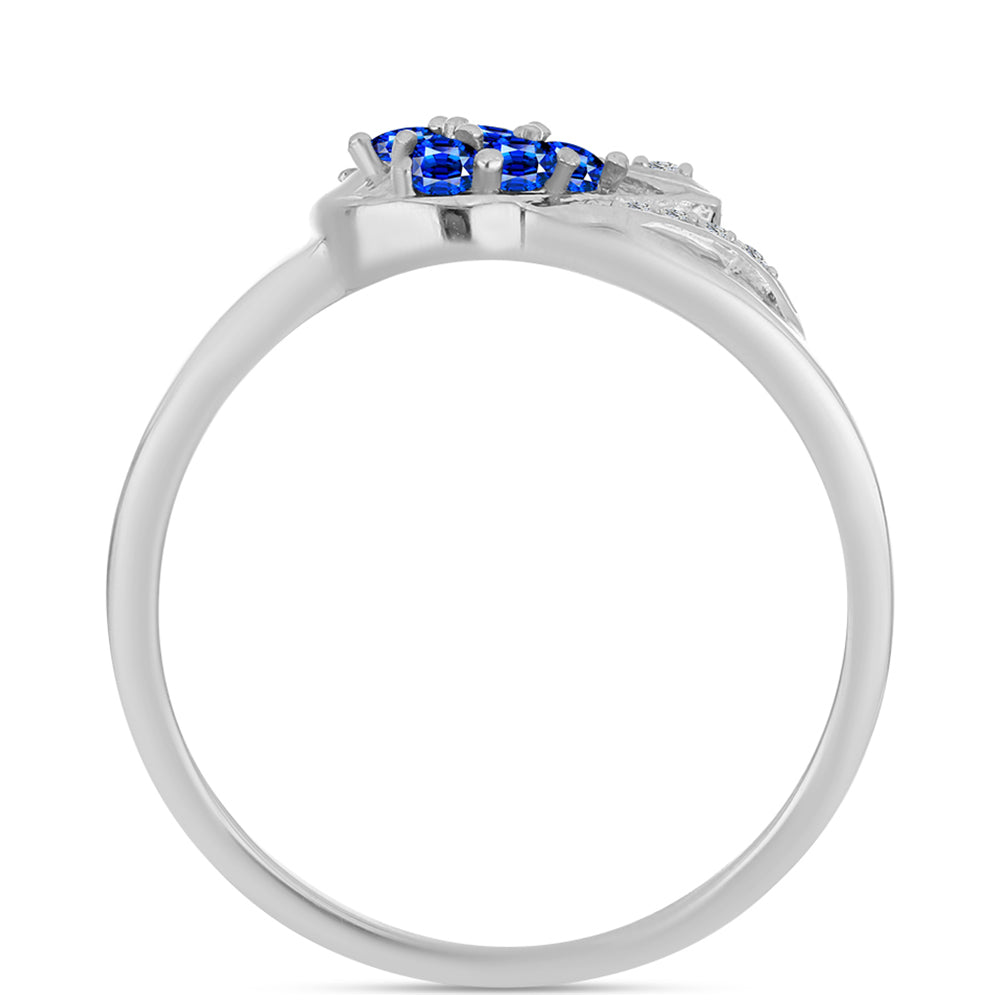 Anel de Prata com Safira Azul Australiana e Topázio Branco