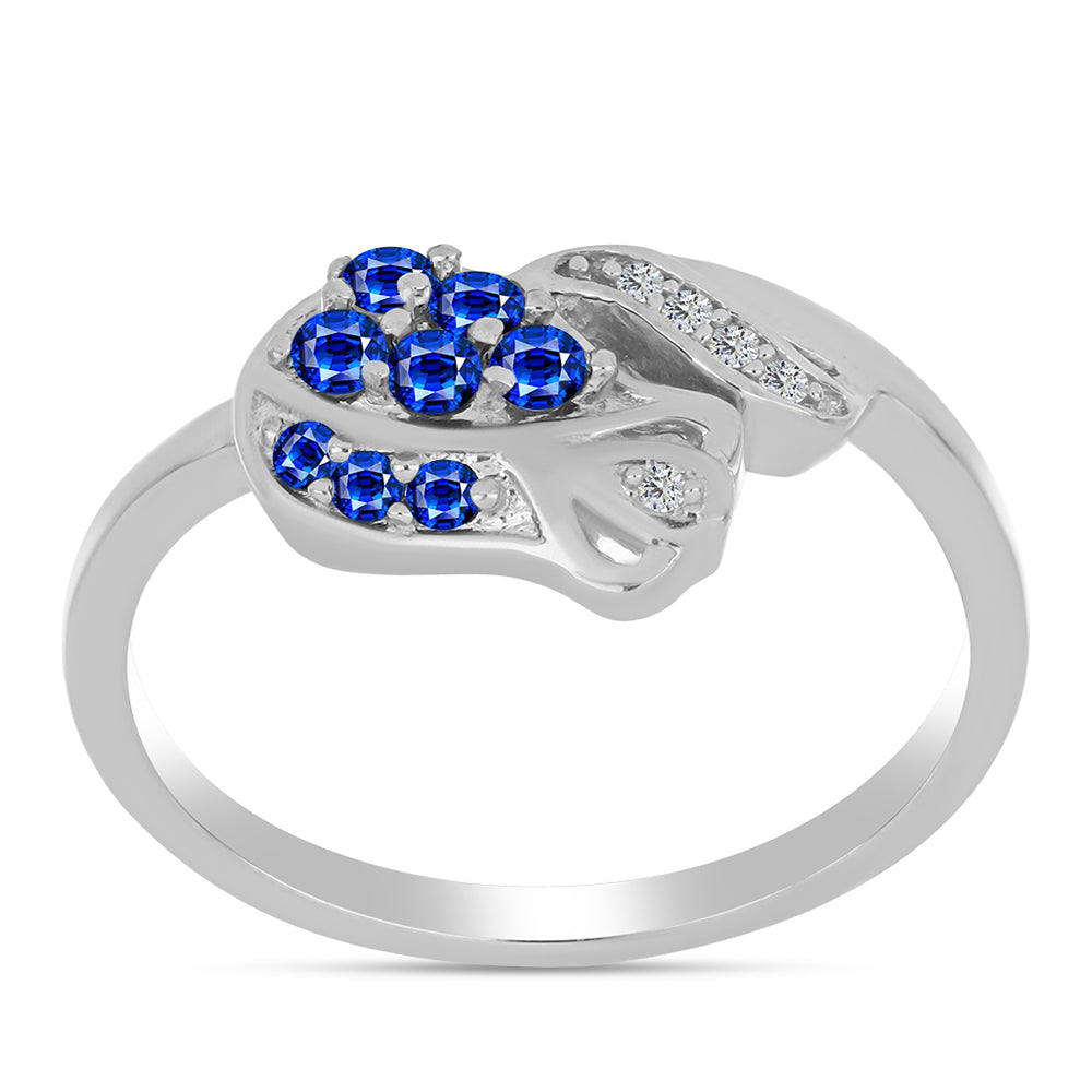 Anel de Prata com Safira Azul Australiana e Topázio Branco 3 