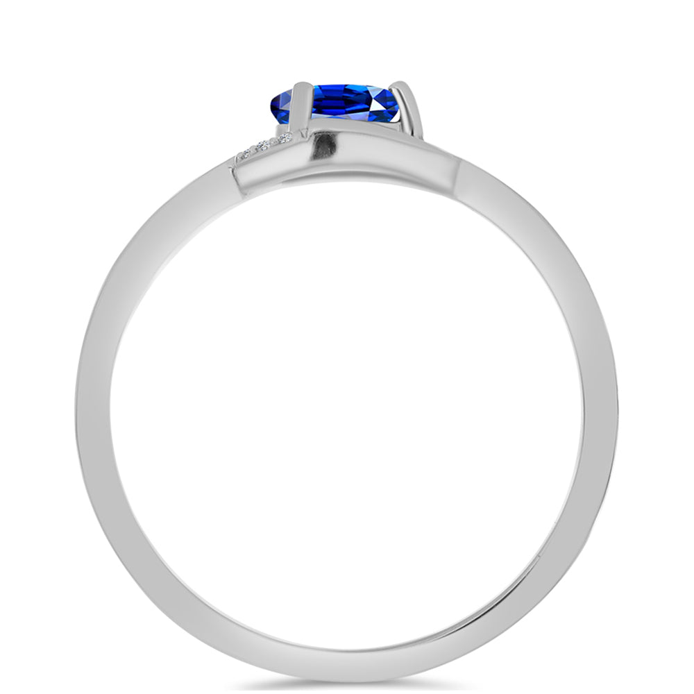 Anel de Prata com Safira Azul Australiana e Topázio Branco