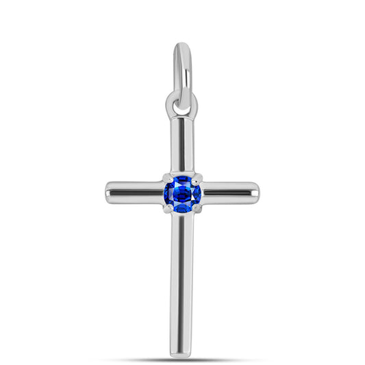 Cruz Pendente de Prata com Safira Azul Australiana