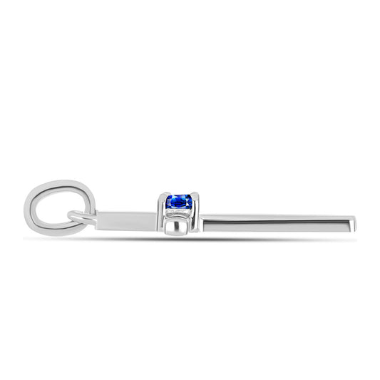 Cruz Pendente de Prata com Safira Azul Australiana