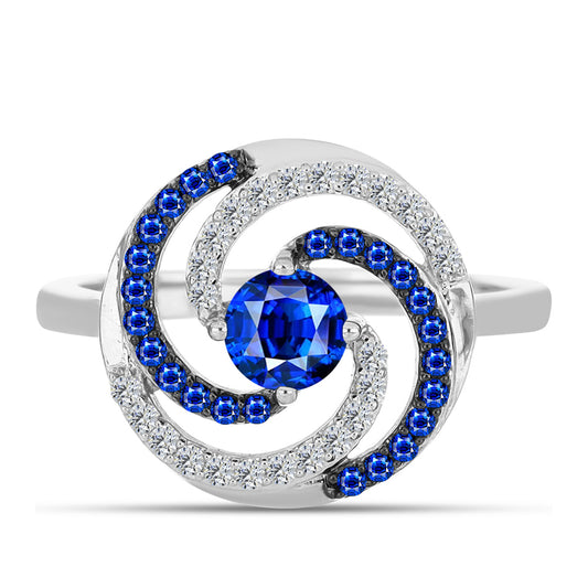 Anel de Prata com Safira Azul Australiana e Topázio Branco  Contraste: Cabeca de Veado (800)