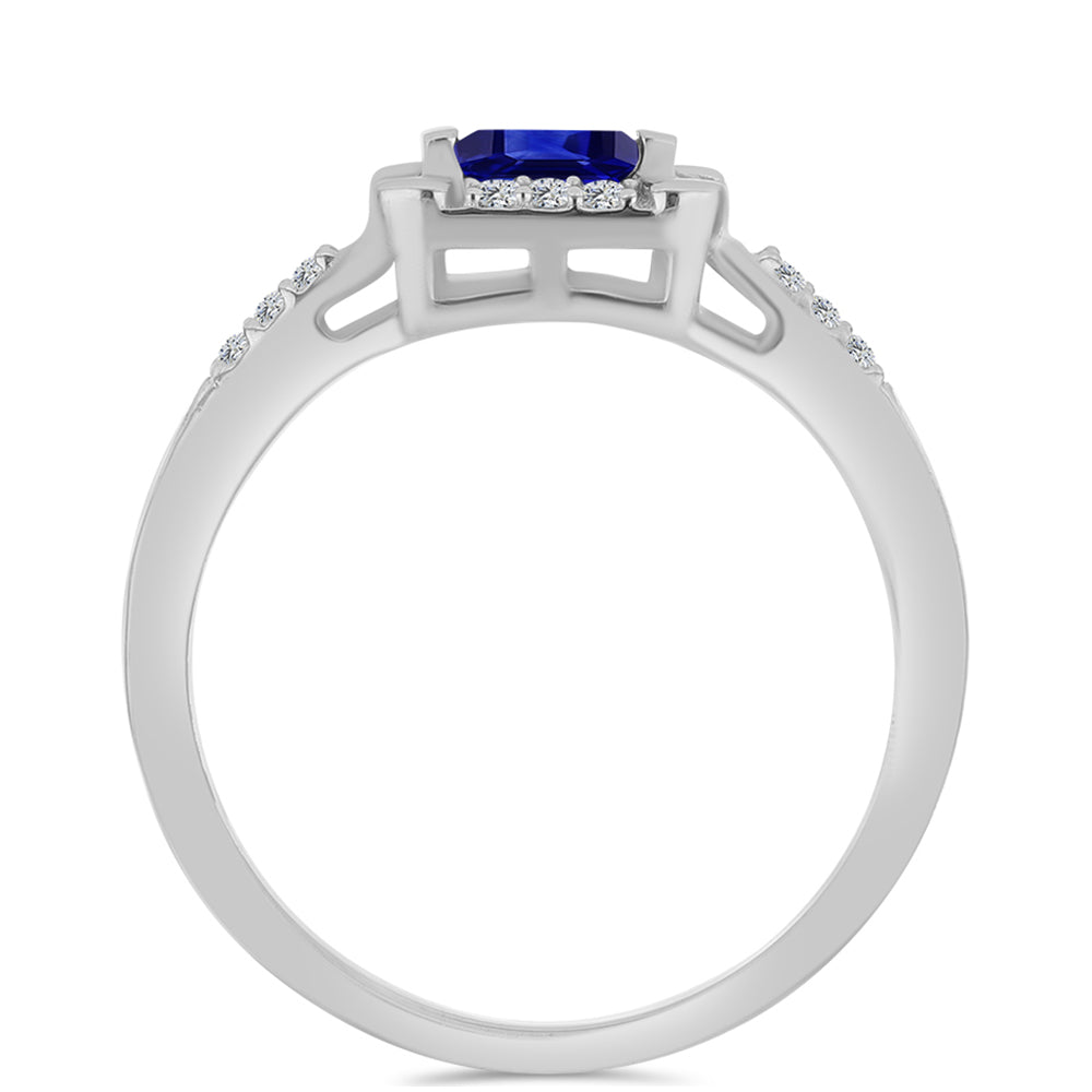 Anel de Prata com Safira Azul Australiana e Topázio Branco 2 