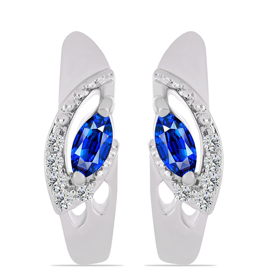Brincos de Prata com Safira Azul Australiana e Topázio Branco