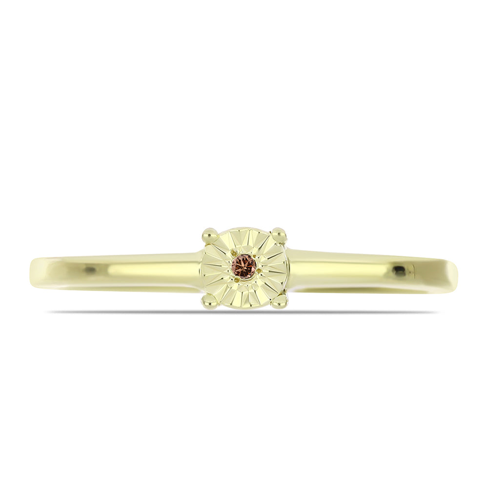 Anel de Prata com Banho de Ouro com Diamante cor de Cognac 1 