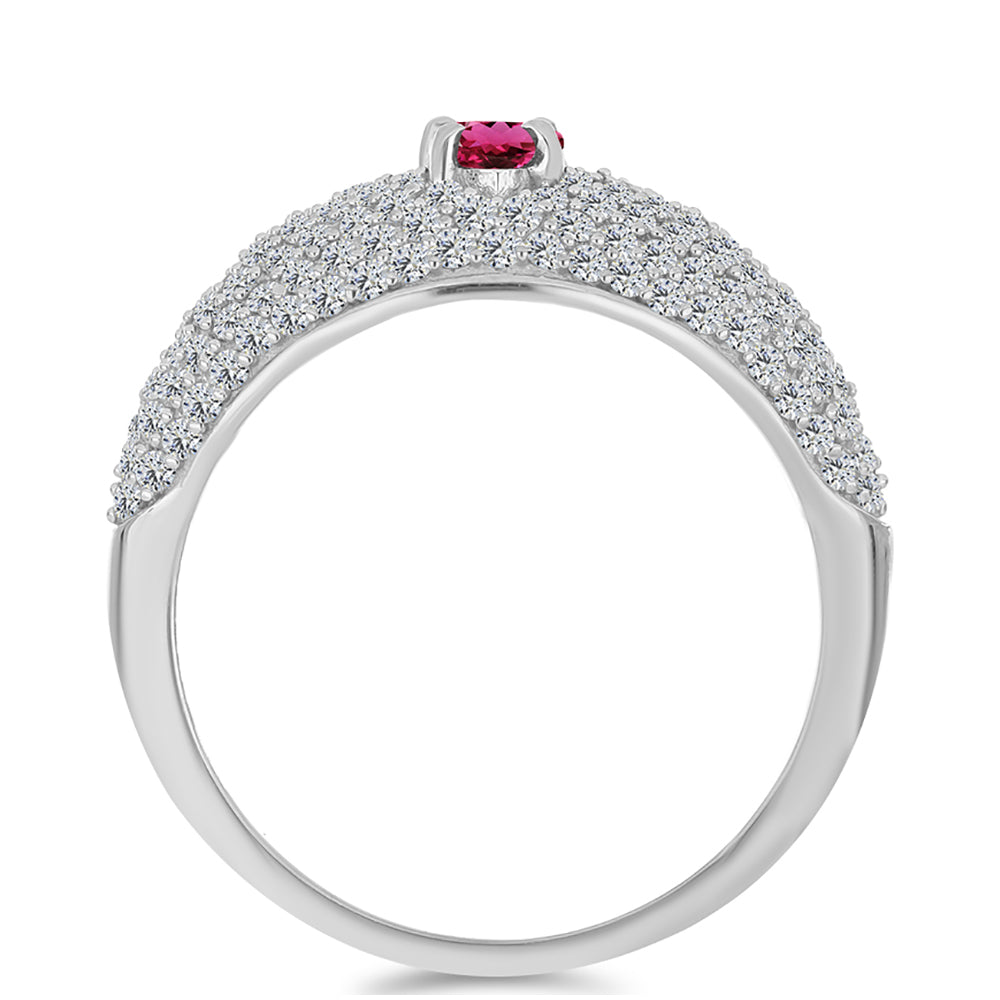 Anel de Prata com Rubelita das Minas do Cruzeiro e Topázio Branco  Contraste: Cabeca de Veado (800)