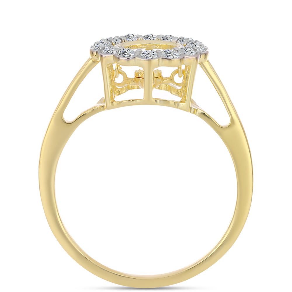 Anel de Prata com Banho de Ouro com Diamante cor de Cognac e Topázio Branco  Contraste: Cabeca de Veado (800) 2 