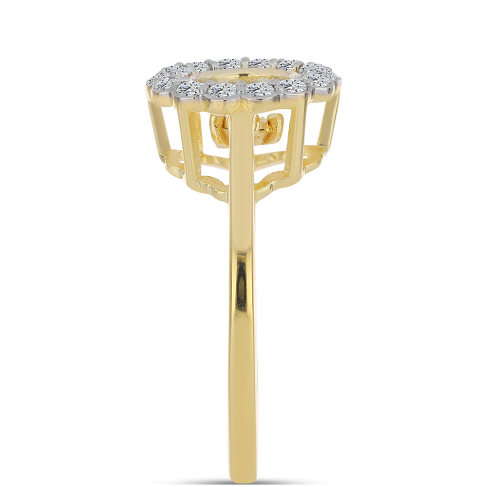 Anel de Prata com Banho de Ouro com Diamante cor de Cognac e Topázio Branco  Contraste: Cabeca de Veado (800)