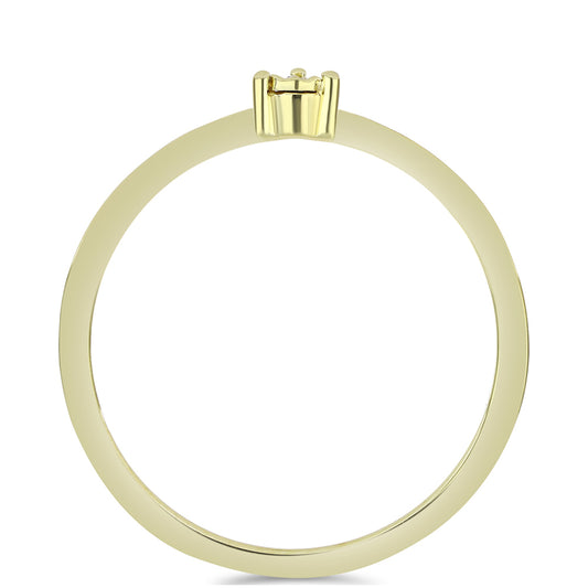 Anel de Prata com Banho de Ouro com Diamante cor de Cognac