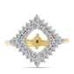 Anel de Prata com Banho de Ouro com Diamante cor de Cognac e Topázio Branco  Contraste: Cabeca de Veado (800)