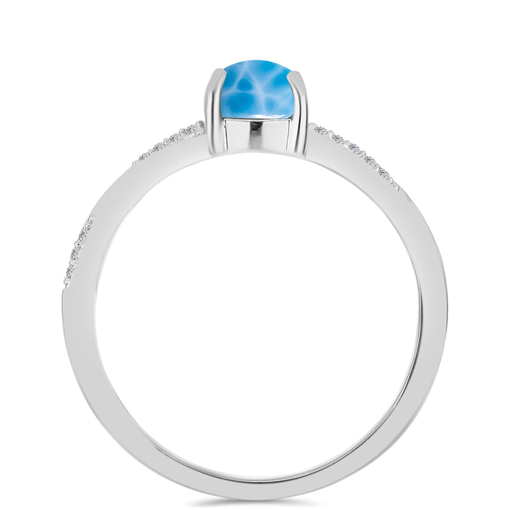 Anel de Prata com Larimar de Barahona e Topázio Branco