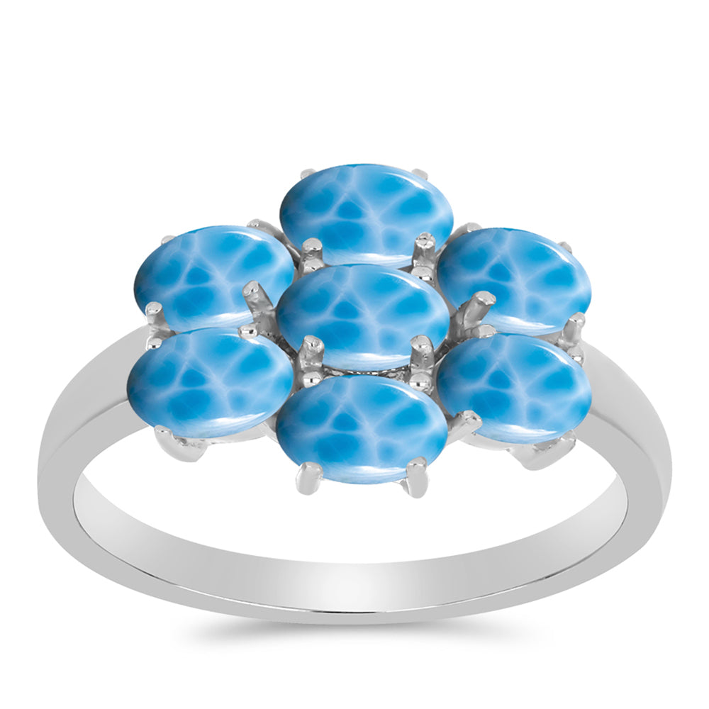 Anel de Prata com Larimar de Barahona