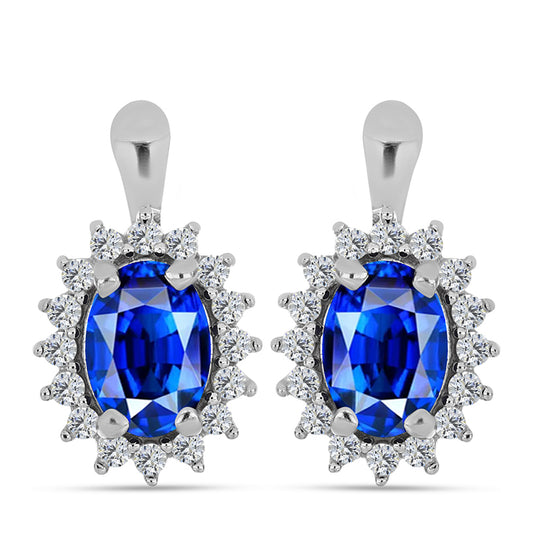 Brincos de Prata com Safira Azul Australiana e Topázio Branco