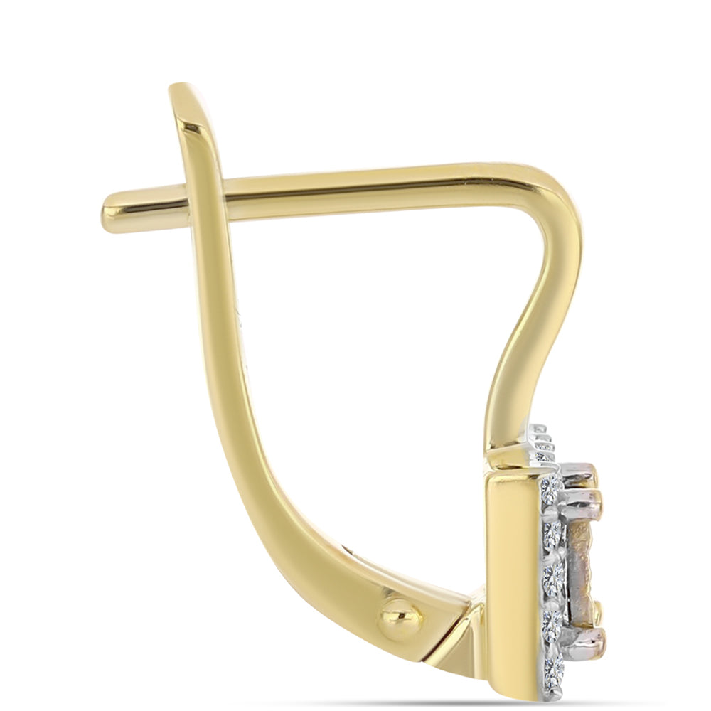 Brincos de Prata com Banho de Ouro com Diamante cor de Cognac e Topázio Branco 2 