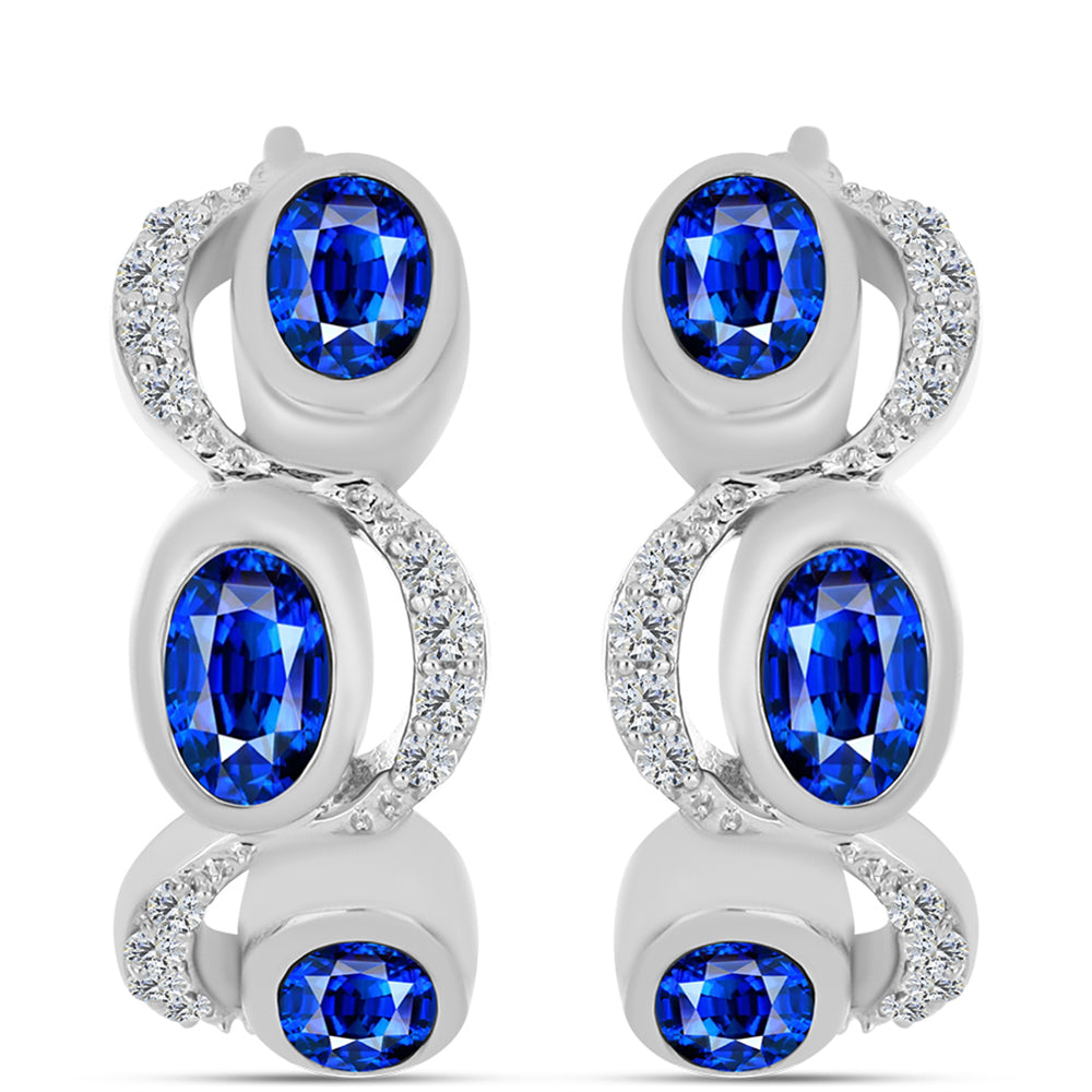 Brincos de Prata com Safira Azul Australiana e Topázio Branco 1 